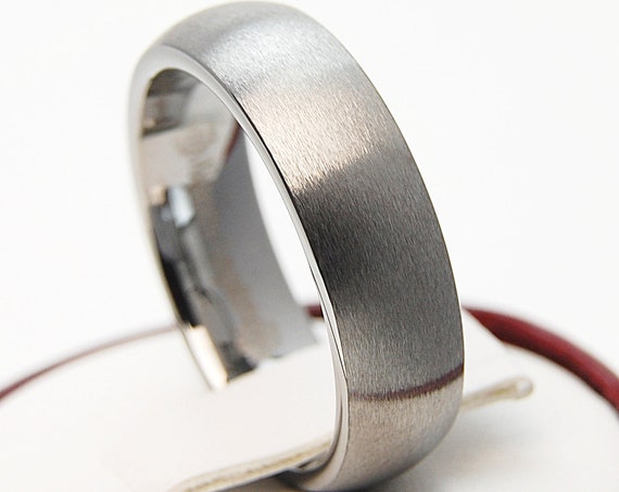 Tungsten Carbide Ring Men Wedding Band Grey Brushed 6MM Size 5 to 14 Women Anniversary Engagement Special Gift Personal Engraving Available