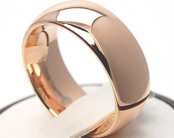 Rose Gold Tungsten Ring Wedding Bridal Band Classic Men Women High Polished Shiny Design 8MM Size 5 to 15 His Her Comfort Symbol Love Gift