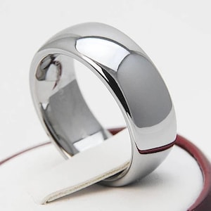 Tungsten Ring Men Women Wedding Band Classic 8MM Size 4 to 15 Grey Color High Polished Design His or Her Anniversary Engagement Gift Idea