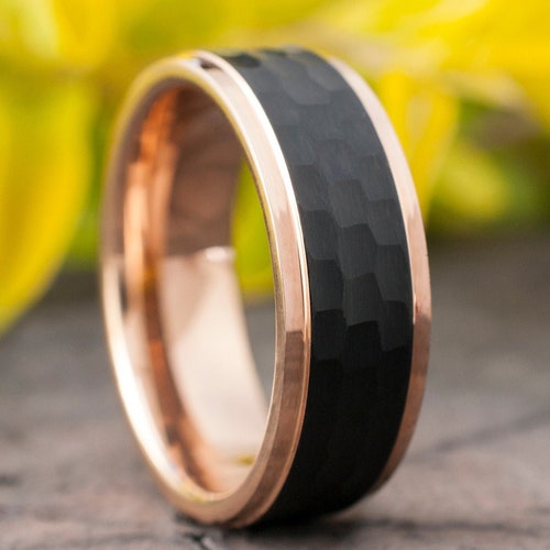 Tungsten Wedding Band Rose Gold Tungsten Ring Mens Ring - Etsy