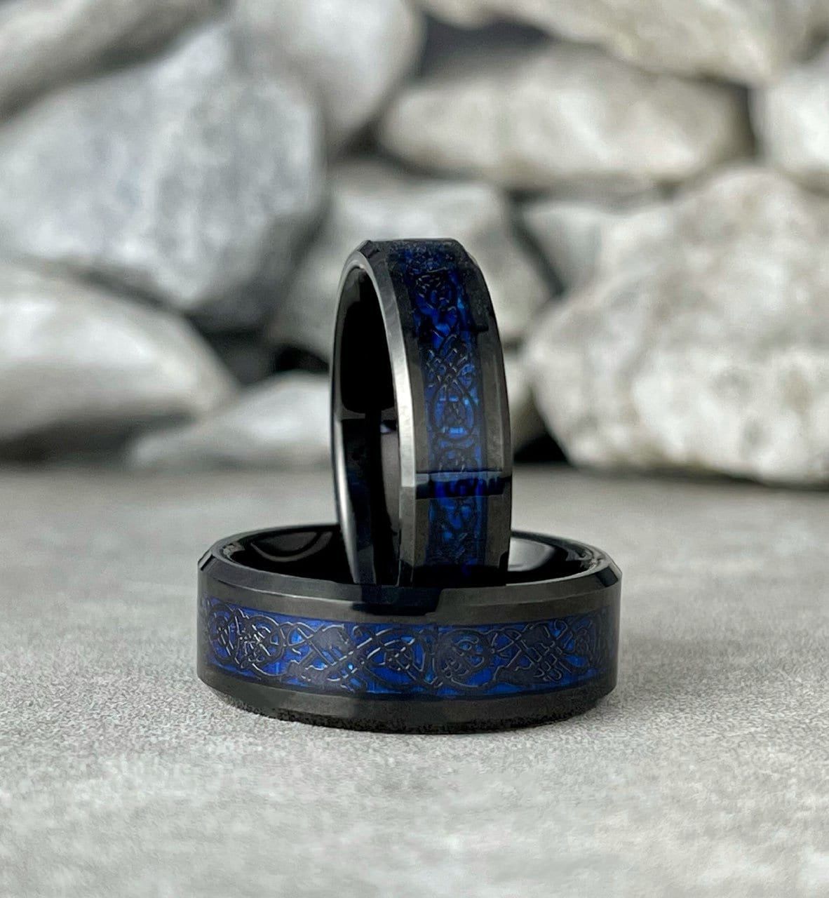 black and blue wedding rings for women