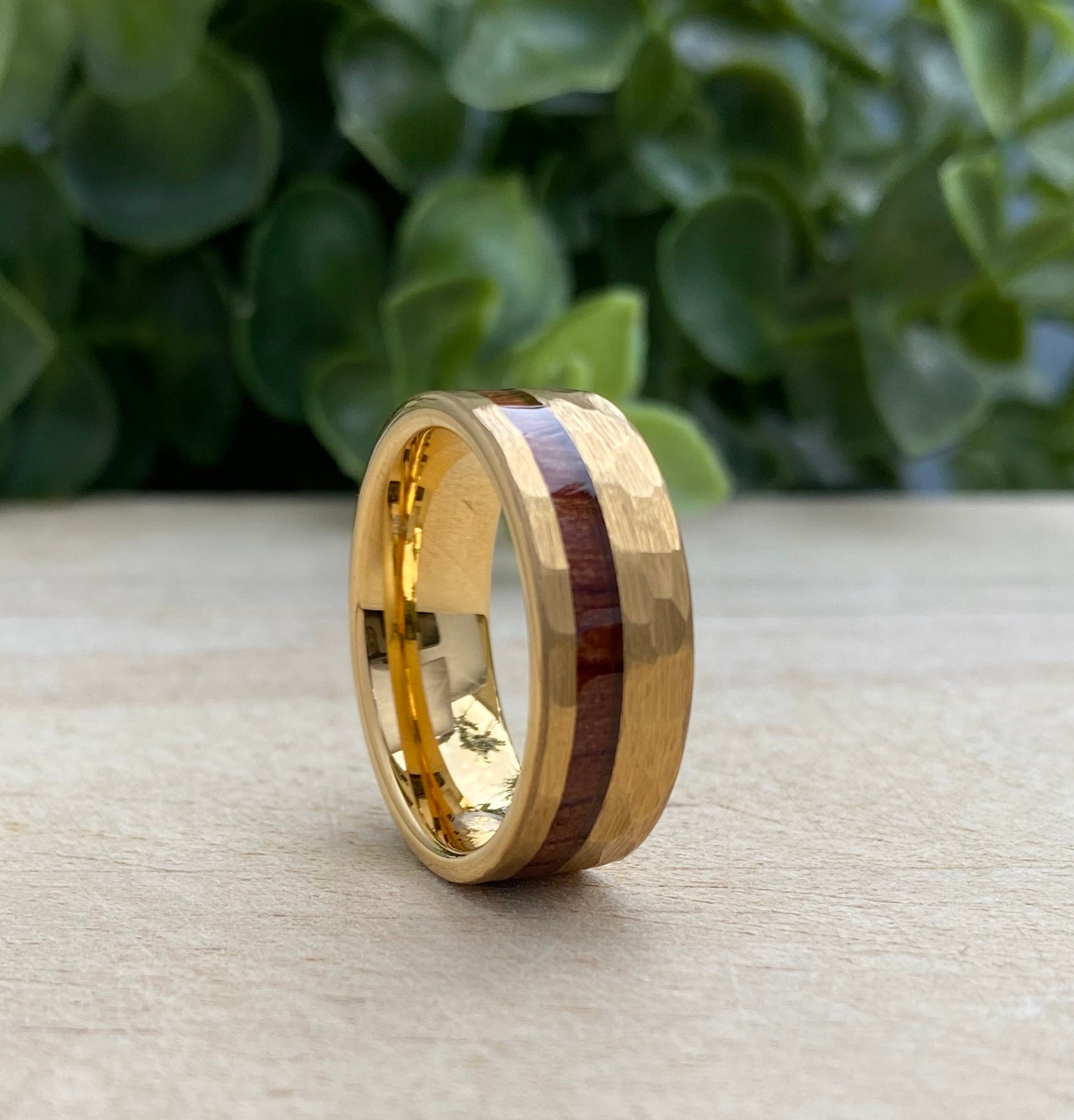 Wood Ring, Wood Wedding Band, Wooden Ring, Mens Wedding Band, 18k Gold  Inlay Ring, Wood Ring for Men, Gold Inlay Ring, 18 Karat Gold Ring