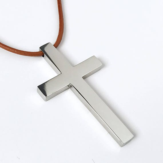 Cross Necklace Sideways Stainless Steel Women's Religious Fashion Jewelry  Shiny Silver Color Valentines Day Gift With Free Shipping