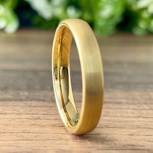 4 mm dünner Gold Wolfram Ring, gebürsteter Ehering, Frauenjubiläumsgeschenk