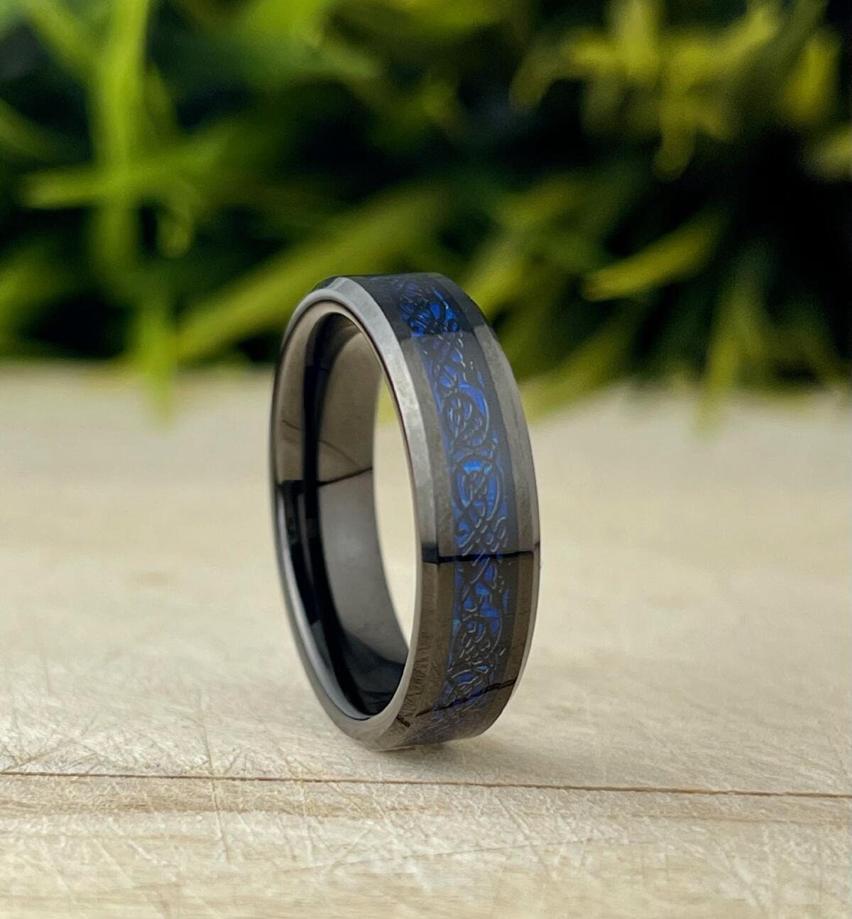 black and blue wedding rings for women