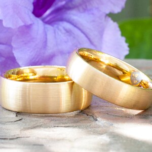 Gold Tungsten Ring Men Women Wedding Band 8MM 6MM Set Or One Classic Brushed Ring Size 4 to 15 Anniversary Engagement His Her Special Gift