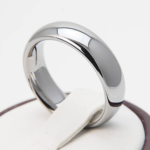 Tungsten Ring Men Women Wedding Band Classic High Polish Design 6MM Size 4 to 14 His Her Anniversary Gift Personalized Engraving Available