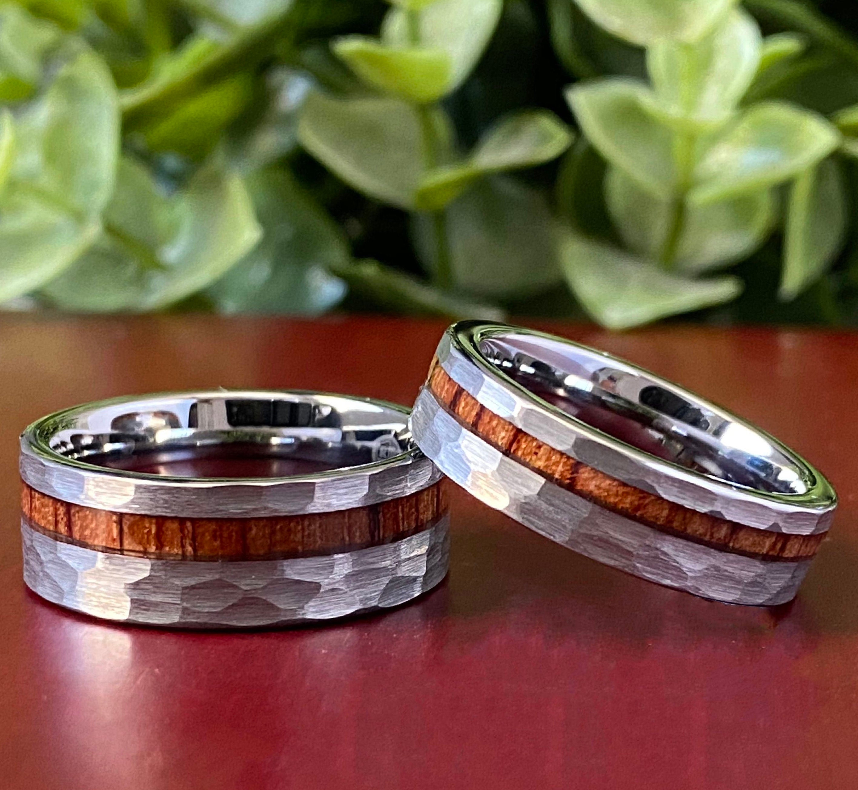 Gemini Personalized His and Her Groom and Bride Two Tone Black Silver Brush  Polish Titanium Wedding Ring Set Valentines Day Gift | Amazon.com