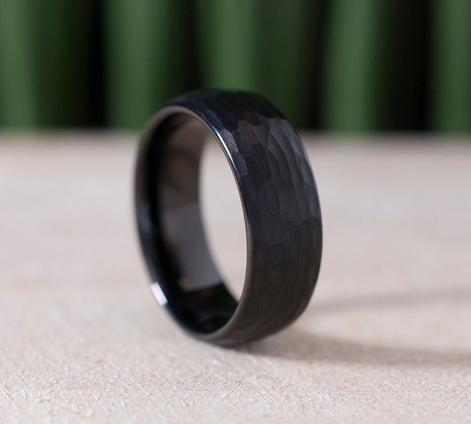 Hammered Black Tungsten Ring 8MM Men Wedding Band Size 5 to 15 Male ...