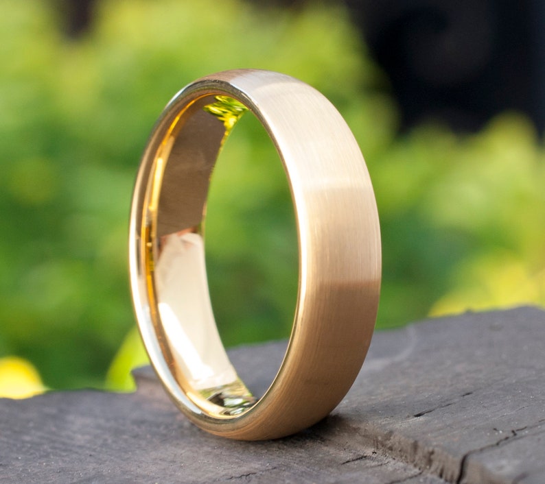 Tungsten Ring Gold Wedding Bridal Band Man's Women's image 0