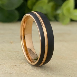 Rose Gold Wolfram Ring Männer Frau Schwarz Matt gebürstet Hochzeit Braut Band 6MM Größe 4 5 6 7 8 9 10 11 12 13 14 große seine ihr Jubiläum Geschenk