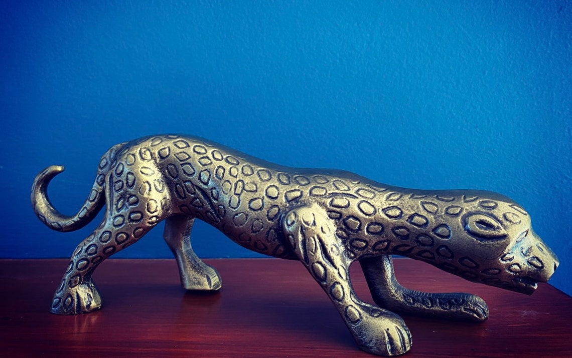 Striking Large brass leopard sculpture Etsy