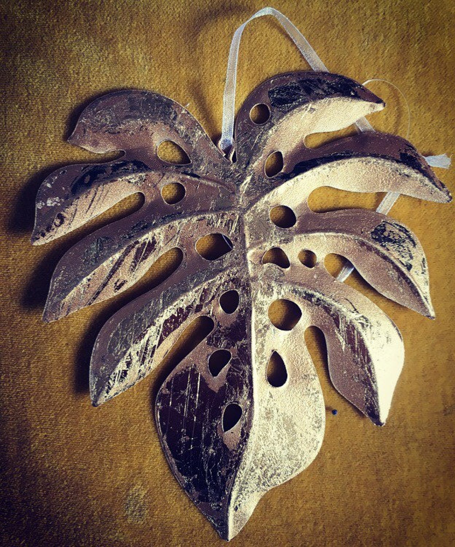 SALE Beautiful golden monstera leaf hanging decorations