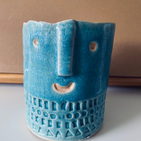 Gorgeous pots of love turquoise ceramic face pot