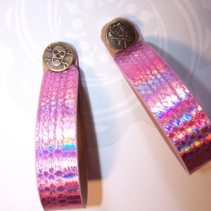 GLITTER Leather Guitar Fret Strap with Knob, Multiple Colors Available, Moon image 1