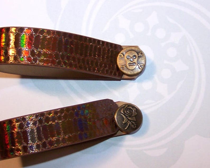 GLITTER Leather Guitar Fret Strap with Knob, Multiple Colors Available, Moon image 5