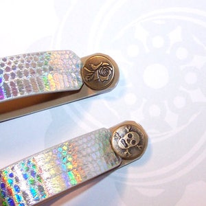 GLITTER Leather Guitar Fret Strap with Knob, Multiple Colors Available, Moon image 4