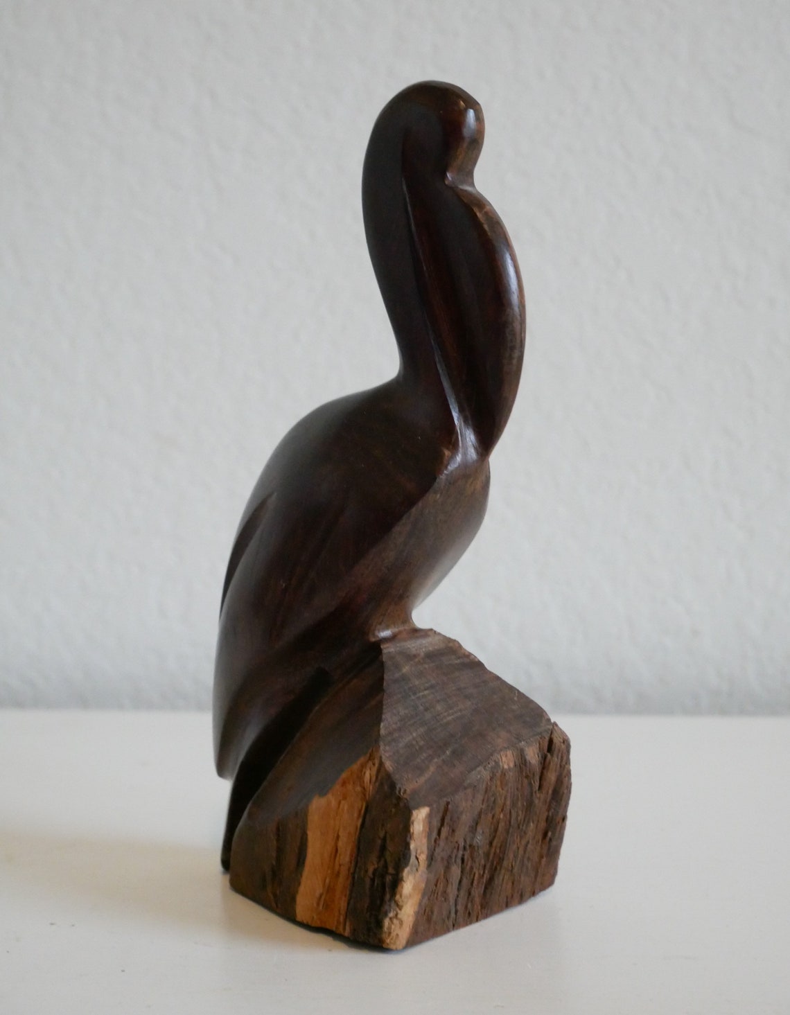 Vintage hand carved wooden pelican Etsy