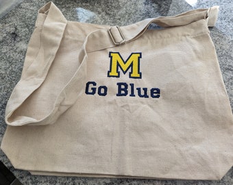 Michigan Go Blue | Canvas Tote Bag | Canvas Messenger Bag