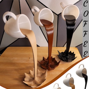 Magic Floating Spilling Coffee or Tea Cup | Coffee Bar Decor Tea Station Decoration Cafe Ornament