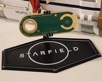 Starfield Credit Stick & Display | Game Sized Cred Sticks Large Credstick Small Credstik Keychain Currency Prop Model Bethesda Creds Credits