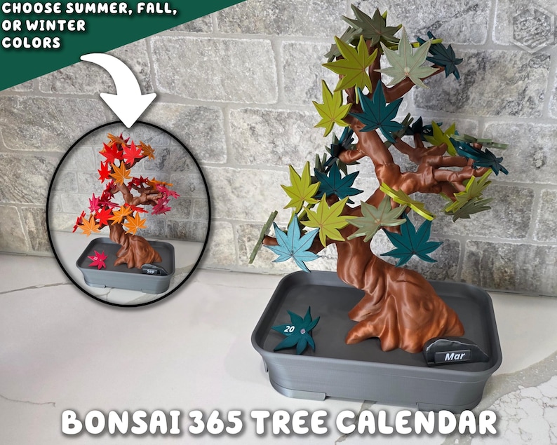 Bonsai 365 Tree Calendar | Japanese Maple Calendar for your Desk Set Cute Themed Adorable Fridge Magnets ForgeCore Functional Decor image 1