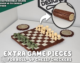 Pjäser för rullande skogsschack och dam | ENDAST PJÄSAR | Inget bräde, bara pjäser!