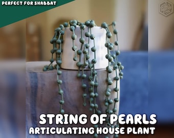3D Printed String Of Pearls Plant | Articulating Fake HousePlant For People Who Can't Keep House Plants Alive Decor Expandable & Spinny Pot