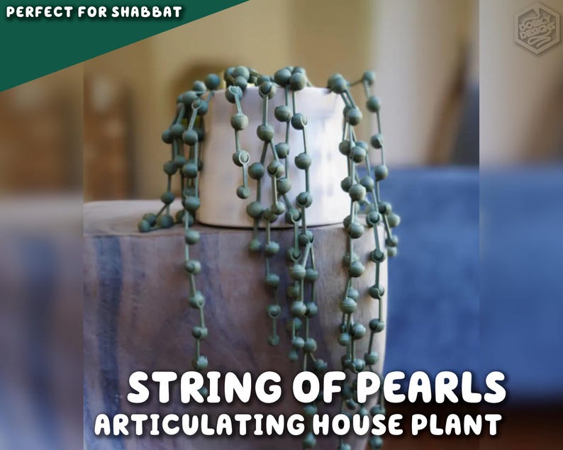 3D Printed String Of Pearls Plant | Articulating Fake HousePlant For People Who Can't Keep House Plants Alive Decor Expandable & Spinny Pot image 1