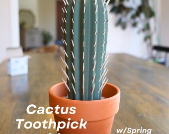 3D Gedruckter Kaktus Zahnstocher Dispenser Zimmerpflanze | Cacti HousePlant Hold 117 runde Zahnstocher für Menschen, die keine Pflanzen lebendig halten können