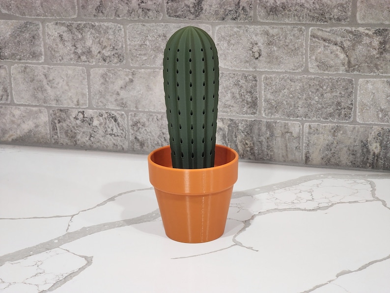 3D Printed Cactus Toothpick Dispenser House Plant Cacti HousePlant Hold 117 Round Tooth Picks For People Who Can't Keep Plants Alive Decor image 4