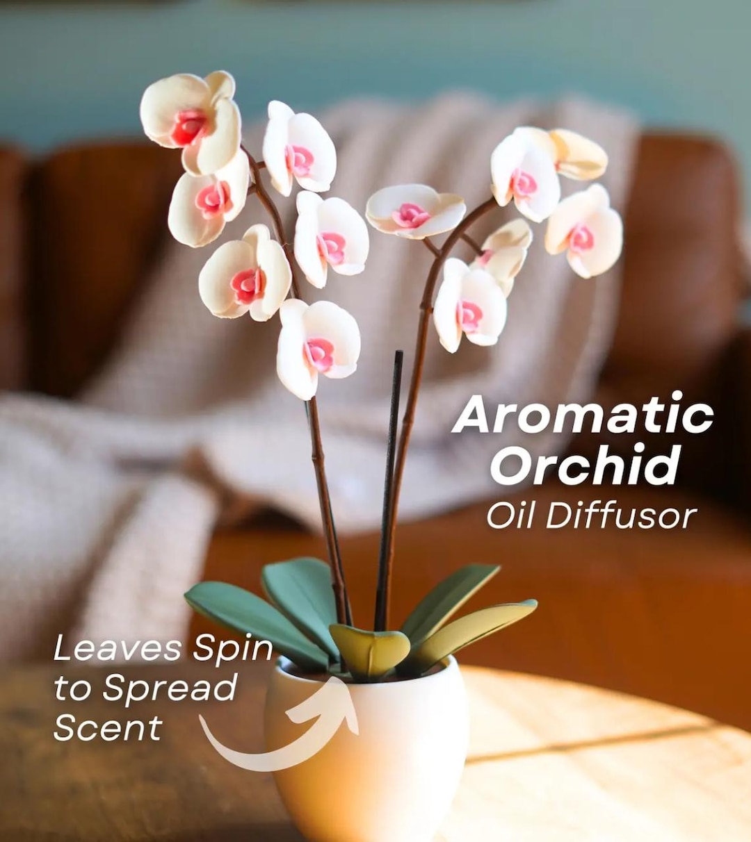 Aromatic Orchid Oil Diffusor and Incense Holder With Spinning