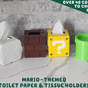 Scatola di fazzoletti a tema Mario del giocatore e coperture di carta igienica / Tubo di curvatura Domanda Scatola di mattoni Nuvola Sala videogiochi Gamer Super Bros