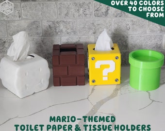 Boîte à mouchoirs et couvre-papier hygiénique sur le thème de Gamer Mario | Warp Pipe Question Brick Box Cloud Salle de jeu vidéo Gamer Super Bros