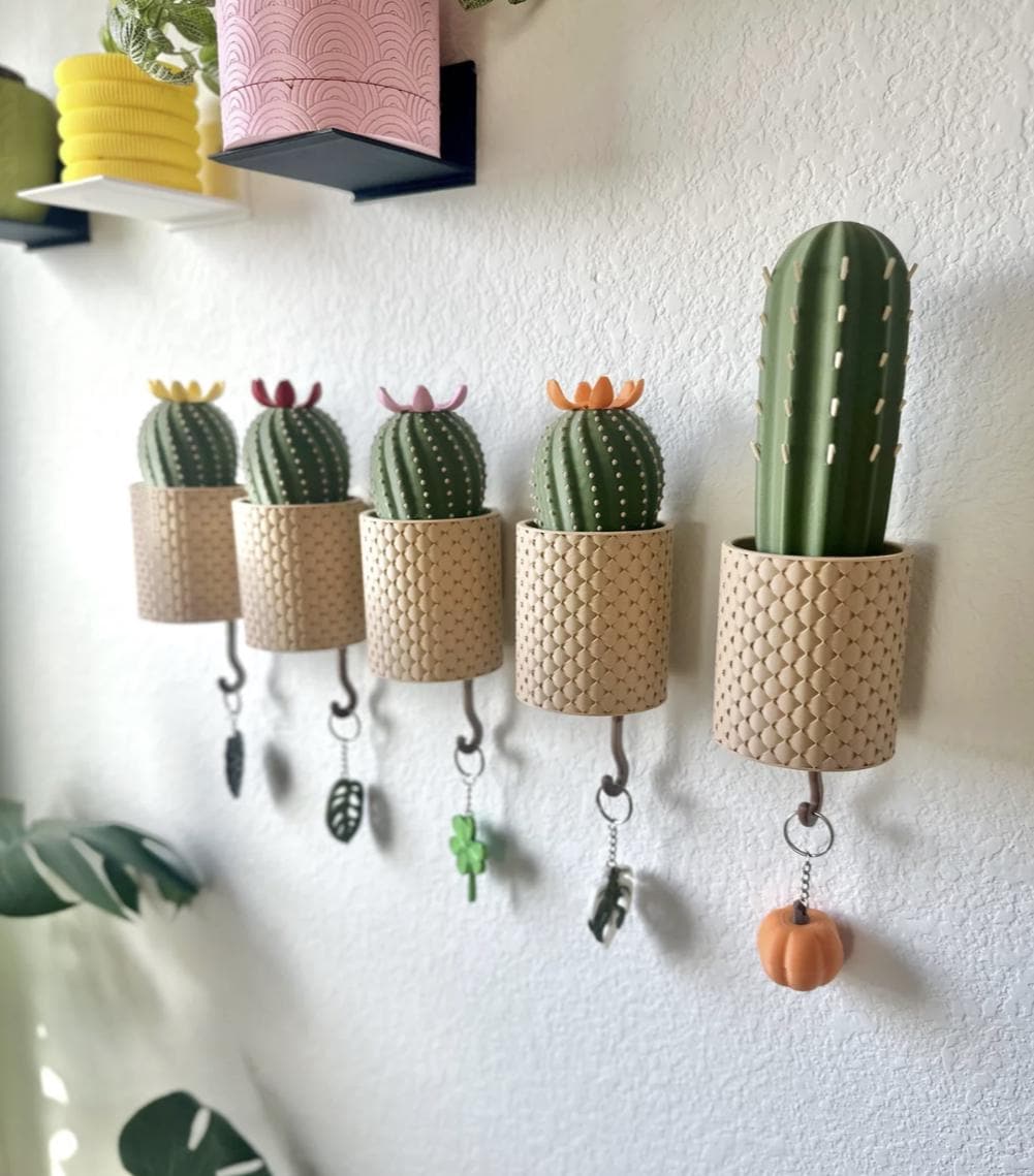 Cactikeys Cactus Key Hook | Blooming Flower Wall Mounted Key