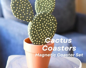Coaster Cactus 3D Printed Plant | Each Leaf Is A Coaster Fake HousePlant For People Who Can't Keep House Plants Alive Decor ForgeCore