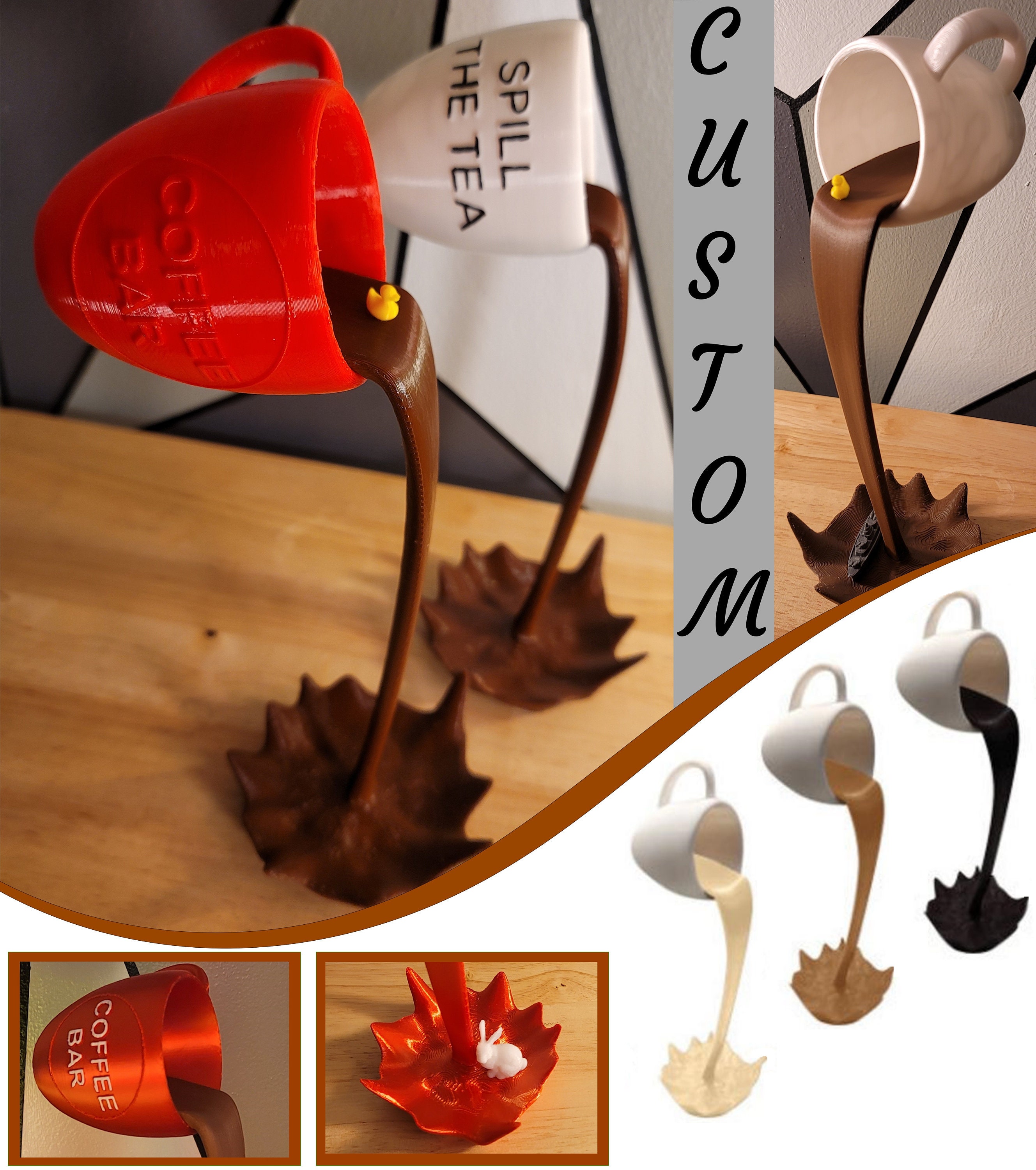 FIXOSHEE Schwebende Kaffeetasse Deko - 3D Harz Dekoration Für Bar Und Zuhause