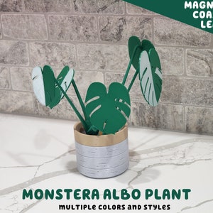 3D Printed House Plant With Magnetic Coaster Leaves HousePlant Expandable Monstera Albo For People Who Can't Keep Plants Alive Decor image 2