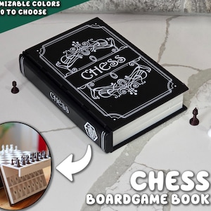 Chess Book Game | PlayBook'd Customizable Bookshelf Decor Travel Compact Board Novelty ForgeCore