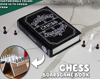 Libro de ajedrez / Juego de mesa personalizable PlayBook'd, decoración de estantería, tablero compacto de viaje, novedad ForgeCore