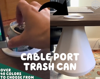 Desk Cable Port Trash Can | Cable Hole Desktop Under Desk Trashcan