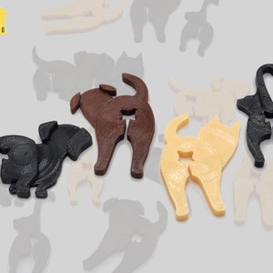 4 PACK - Funny Dog Cat Bread Bag Clips | Pet Butt Humor New Better Bread Bag Tag Cinch