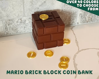 Mario Brick Block Coin Bank Storage Box | Video Game Room Pencil Holder Planter Cup Super Bros