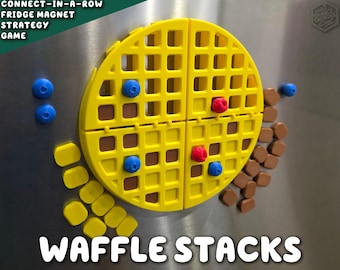 Koelkastmagneet Wafelstapelspel | 3D-geprint Connect Strategiespellen Magnetische koelkast Vijf 5 op een rij ForgeCore Instagram Tiktok 4 Four
