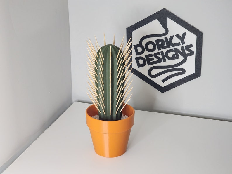 3D Printed Cactus Toothpick Dispenser House Plant Cacti HousePlant Hold 117 Round Tooth Picks For People Who Can't Keep Plants Alive Decor image 6