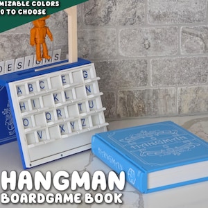 Hangman Book Game | PlayBook'd Customizable Bookshelf Decor Travel Compact Board Novelty ForgeCore Hang Man
