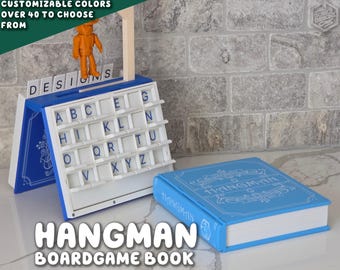 Hangman Book Game | PlayBook'd Customizable Bookshelf Decor Travel Compact Board Novelty ForgeCore Hang Man