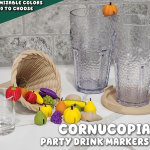 CornuCupia - Thanksgiving Drink Markers | Fall Themed Fake Food Cup Marker ForgeCore Home Party Decor Family Dinner Gathering Centerpiece