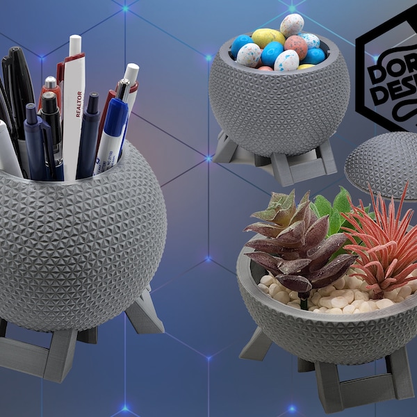 Geodesic Sphere Model Planter, Pencil Holder, Cookie Jar, Candy Dish, Bowl