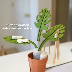 Spiegel Monstera - Bad Organizer der zu Spiegel | Schmuck Armband Uhr Brieftasche Zahnbürste Zahnpasta Halter ForgeCore Wohnkultur